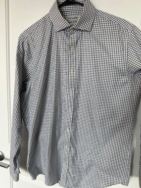 Twillory 100% cotton dress shirt - White/Navy Blue plaid